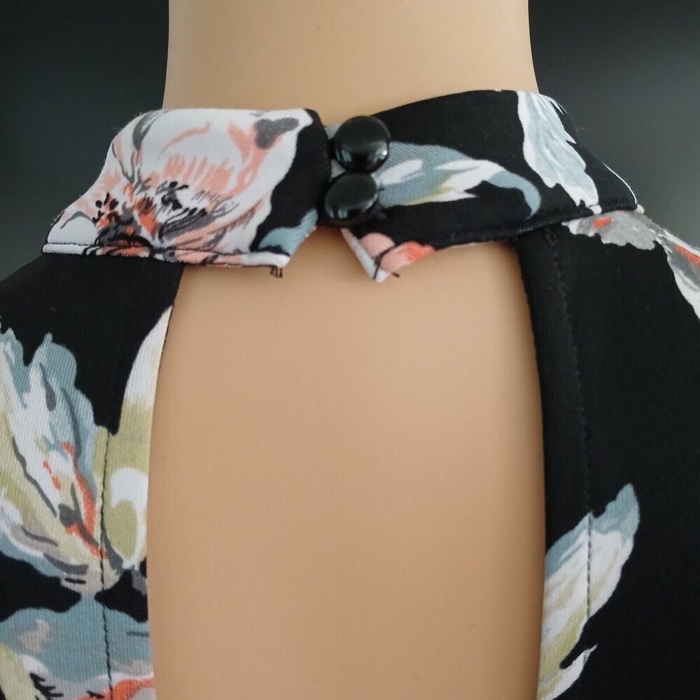 Soprano Women's SMALL Floral Tropical Mock Neck Beachy Boho Sleeveless Dress - Picture 5 of 7